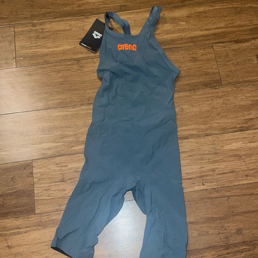 Arena Powerskin R-Evo One Openback Grey-Bright Orange Size 22